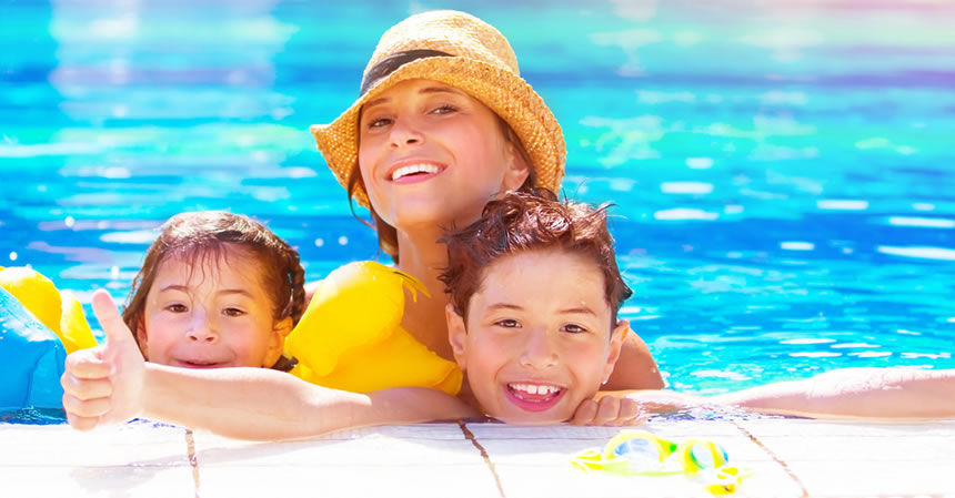 Nashville family enjoying inground pool